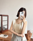 Cotton-cashmere cami with padded cups