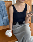 Cotton-cashmere cami with padded cups
