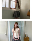 15a75 Pleated ribbon knit top – soft detail, clean silhouette