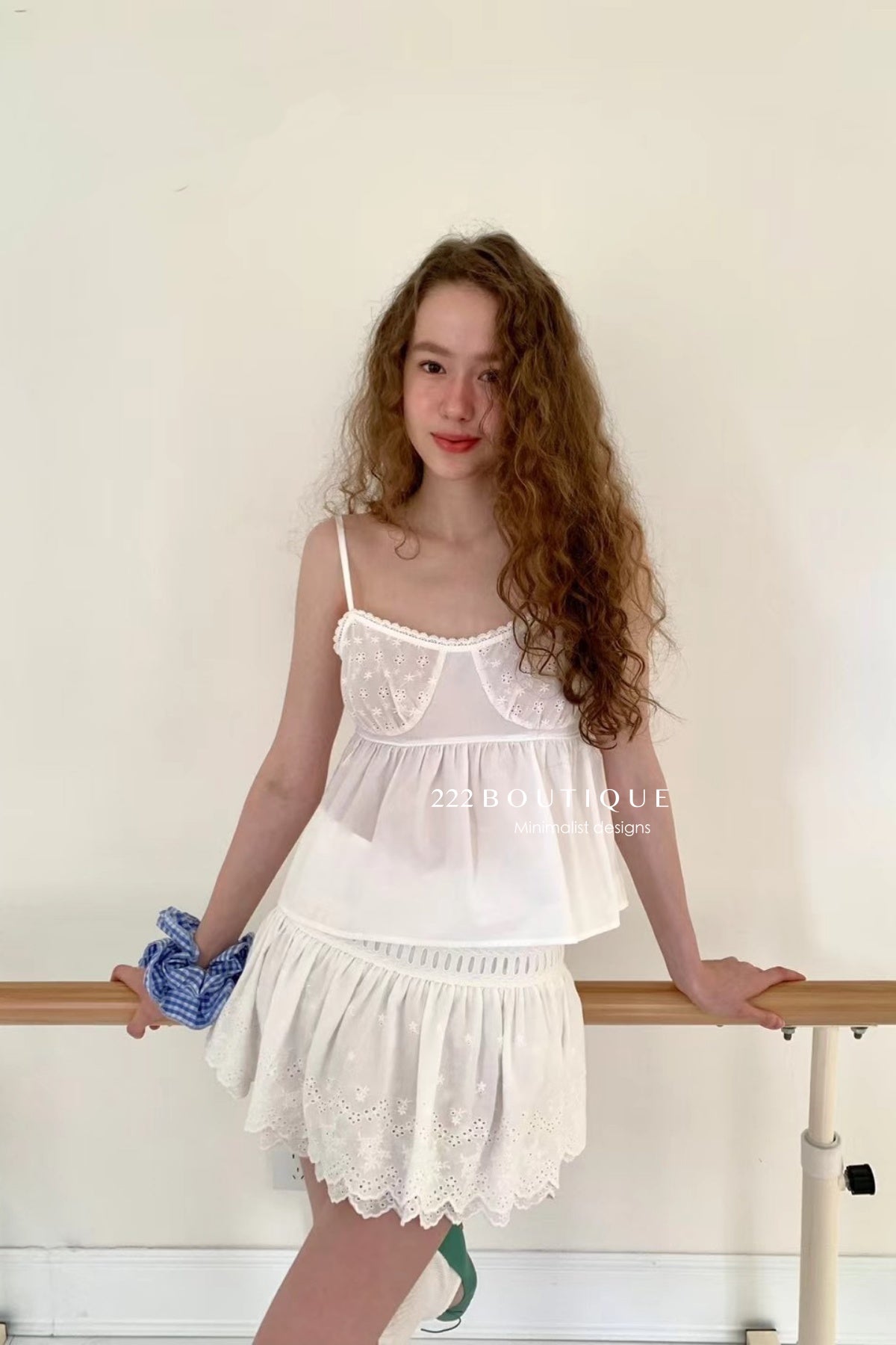 15v40 Eyelet cotton cami set – soft & romantic