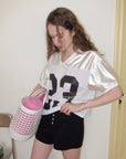 15a76 Satin-trim mesh tee – sporty with a twist
