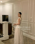 15v29 Embroidered ribbon-strap dress – soft white