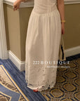 15v29 Embroidered ribbon-strap dress – soft white