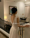 15v29 Embroidered ribbon-strap dress – soft white