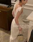 15v29 Embroidered ribbon-strap dress – soft white