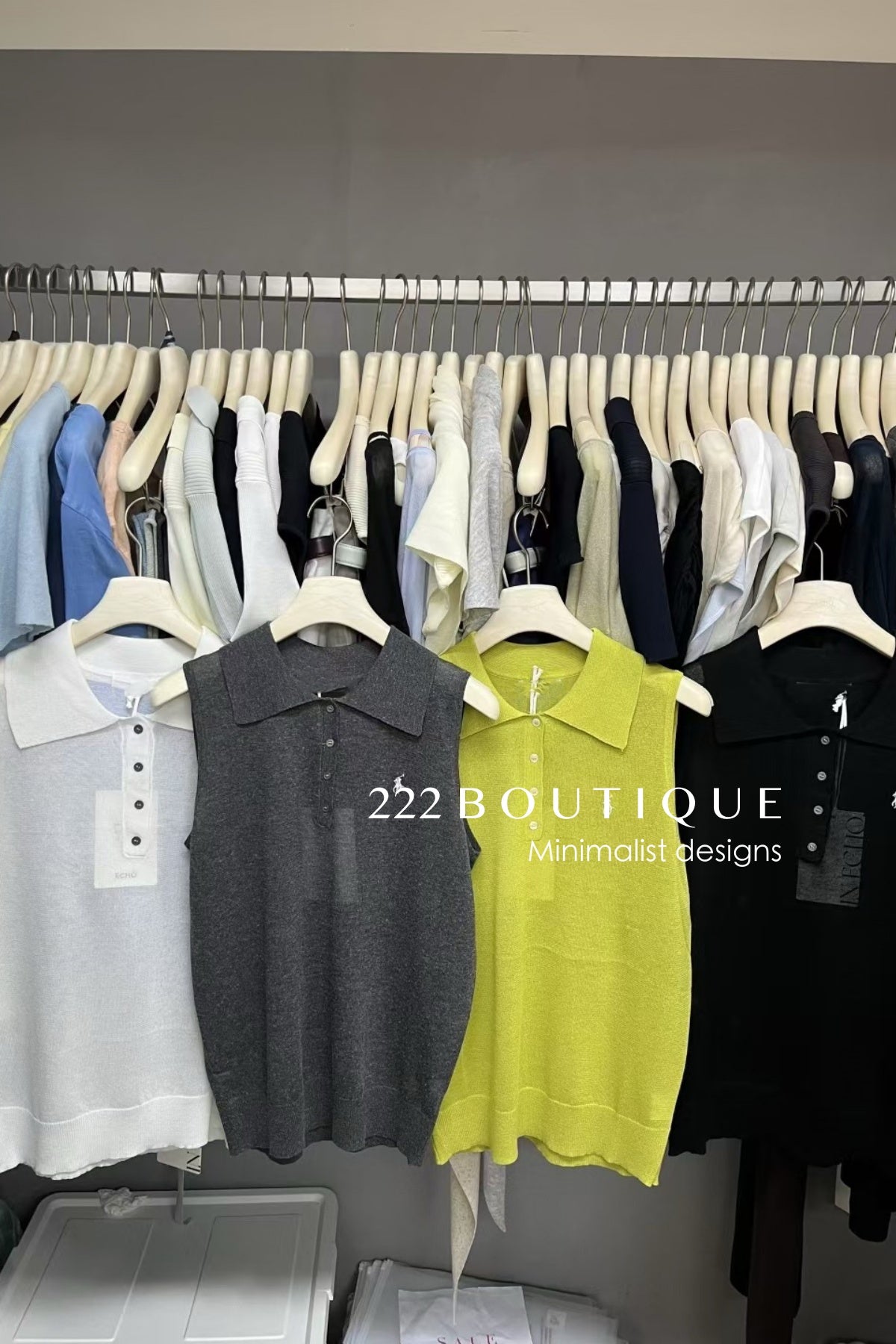 15a68 Knitted sleeveless polo tops – relaxed prep
