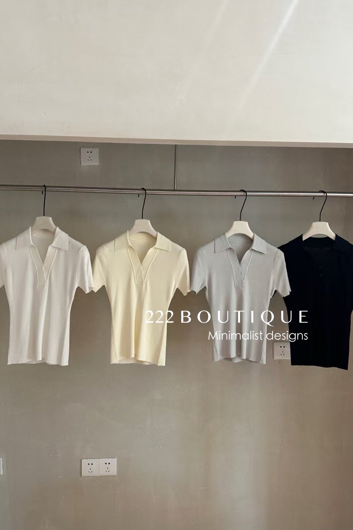 15a66 Textured ribbed polo tops – soft fit, subtle edge