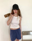 16q11 Blue Korean canvas shorts – crisp and carefree