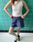 16q11 Blue Korean canvas shorts – crisp and carefree