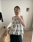 16v24 Floral halter top in silk-touch cotton