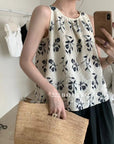 16v24 Floral halter top in silk-touch cotton