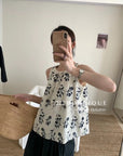 16v24 Floral halter top in silk-touch cotton