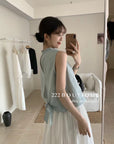 16a22 Basic halter-neck cotton top