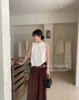 16a23 Sleeveless cotton top with lace trim