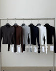 16a25 Zip-up cotton long-sleeve top