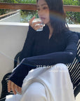 16a25 Zip-up cotton long-sleeve top