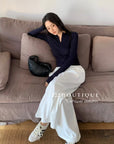16a25 Zip-up cotton long-sleeve top