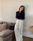 16a25 Zip-up cotton long-sleeve top
