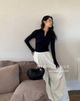 16a25 Zip-up cotton long-sleeve top