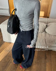 16a25 Zip-up cotton long-sleeve top