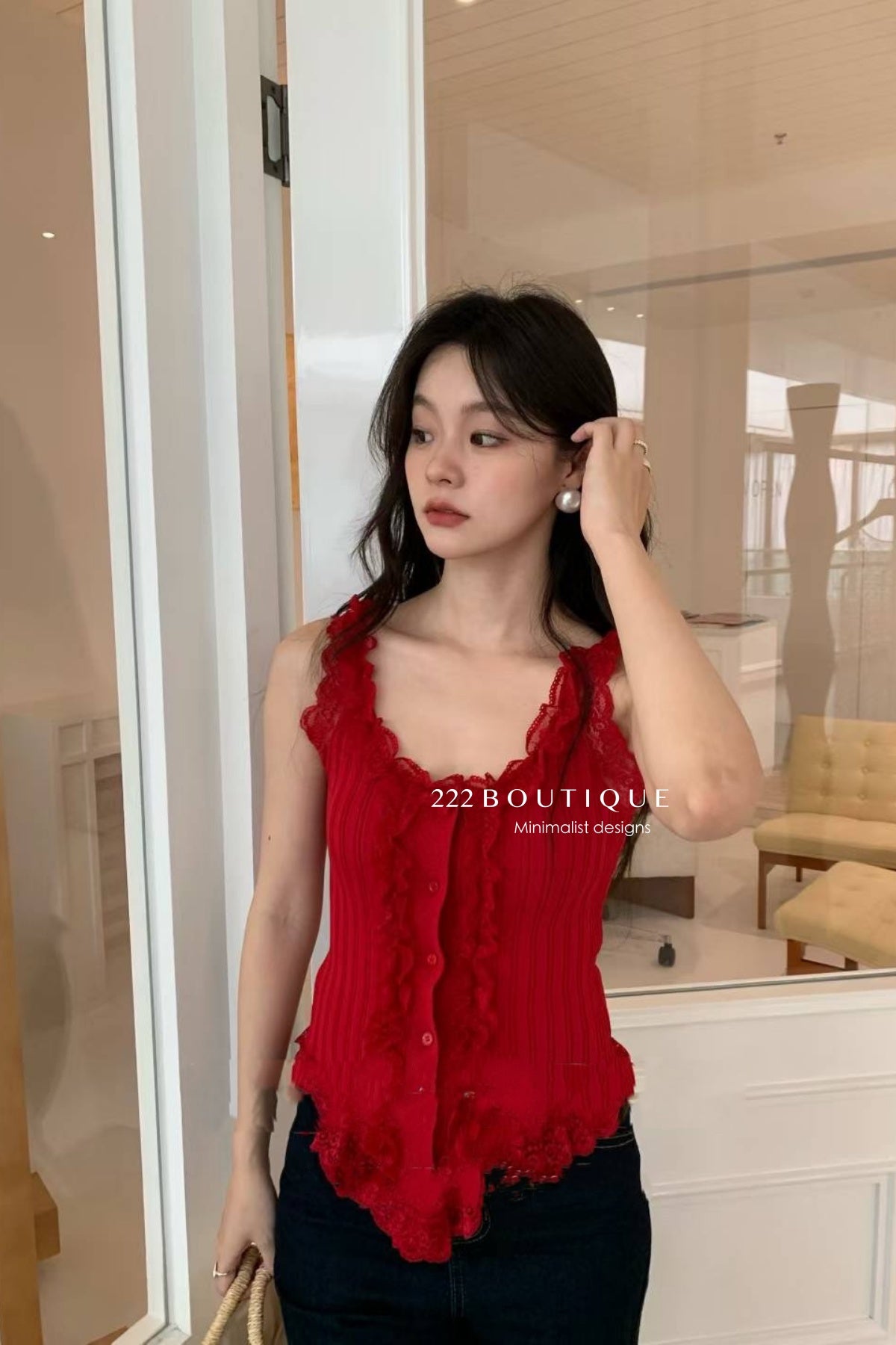 15a52 Lace-trimmed ribbed corset top – romantic meets casual