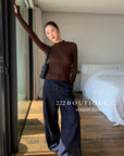 16a25 Zip-up cotton long-sleeve top