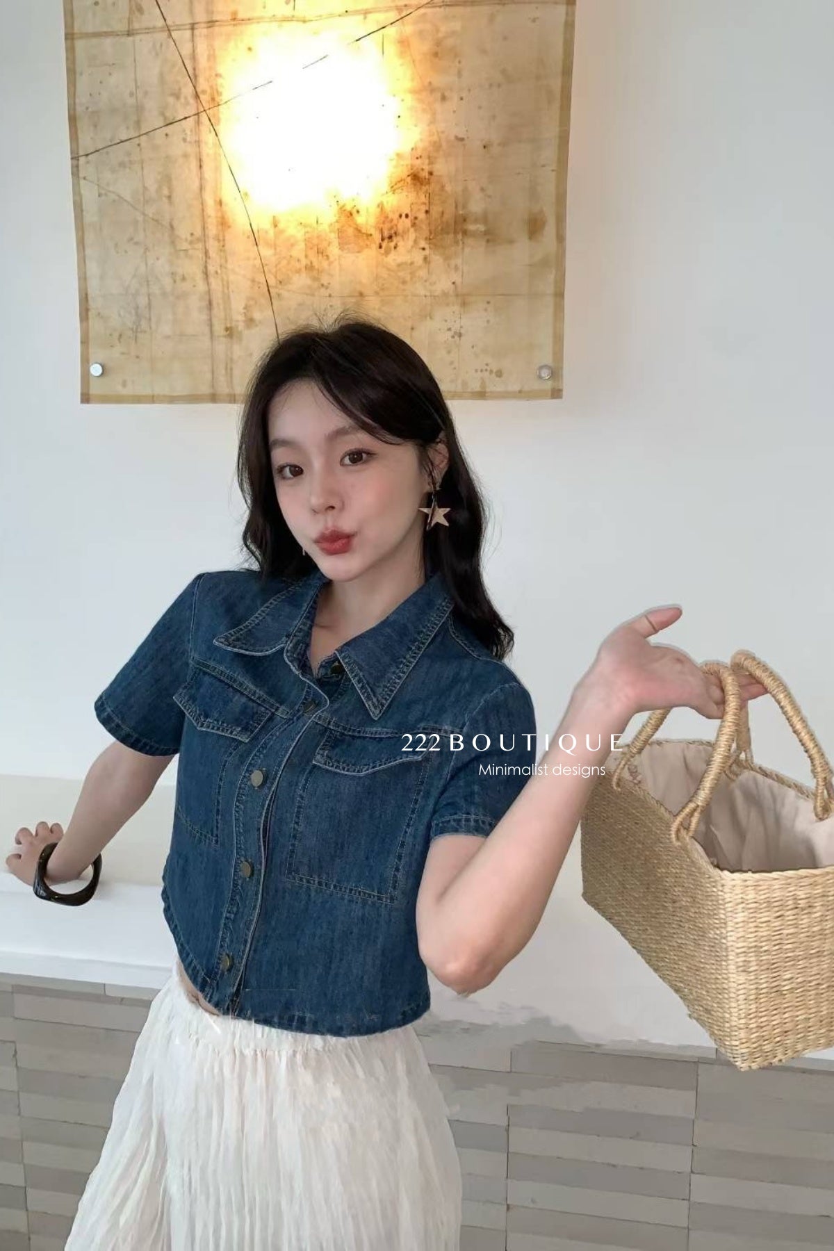 15a50 Cropped denim shirt – classic edge
