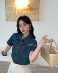 15a50 Cropped denim shirt – classic edge