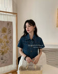 15a50 Cropped denim shirt – classic edge