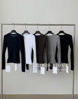 16a26 Fitted cotton long-sleeve top