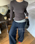 16a26 Fitted cotton long-sleeve top