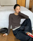 16a26 Fitted cotton long-sleeve top