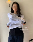 16a26 Fitted cotton long-sleeve top