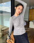 16a26 Fitted cotton long-sleeve top