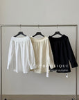 16a28 Off-shoulder long-sleeve cotton top