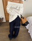16a28 Off-shoulder long-sleeve cotton top