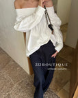 16a28 Off-shoulder long-sleeve cotton top