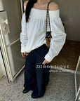 16a28 Off-shoulder long-sleeve cotton top