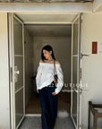 16a28 Off-shoulder long-sleeve cotton top