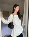 16a28 Off-shoulder long-sleeve cotton top