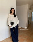 16a28 Off-shoulder long-sleeve cotton top