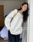 16a28 Off-shoulder long-sleeve cotton top