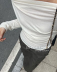 16a57 Asymmetrical shoulder long-sleeve tee