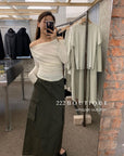 16a57 Asymmetrical shoulder long-sleeve tee