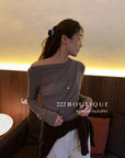 16a57 Asymmetrical shoulder long-sleeve tee