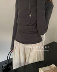 16a57 Asymmetrical shoulder long-sleeve tee