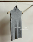 16v9 Pleated skirt & mock-neck sleeveless top set – grey