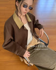 16a34 Short Moxi trench coat with stand collar