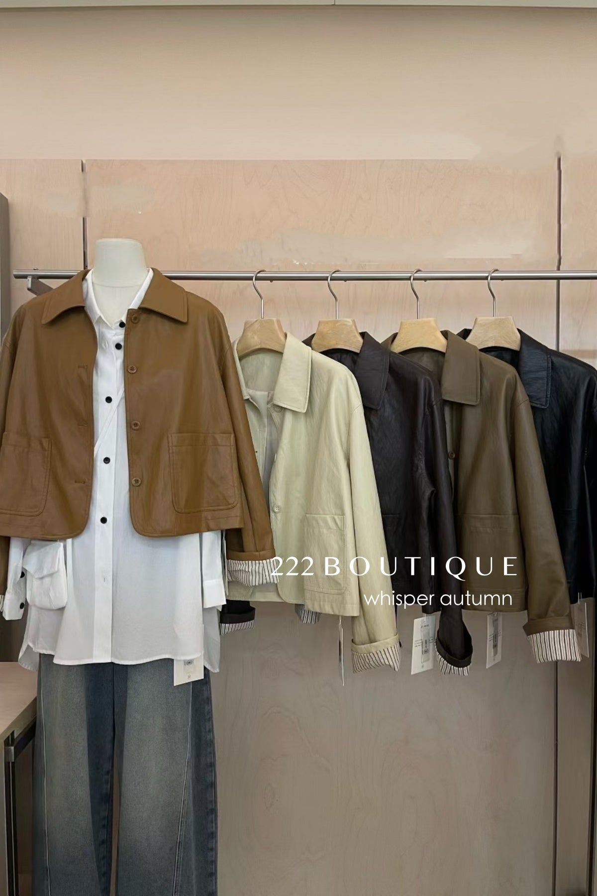 16a30 Peter pan collar leather jacket – 4 shades