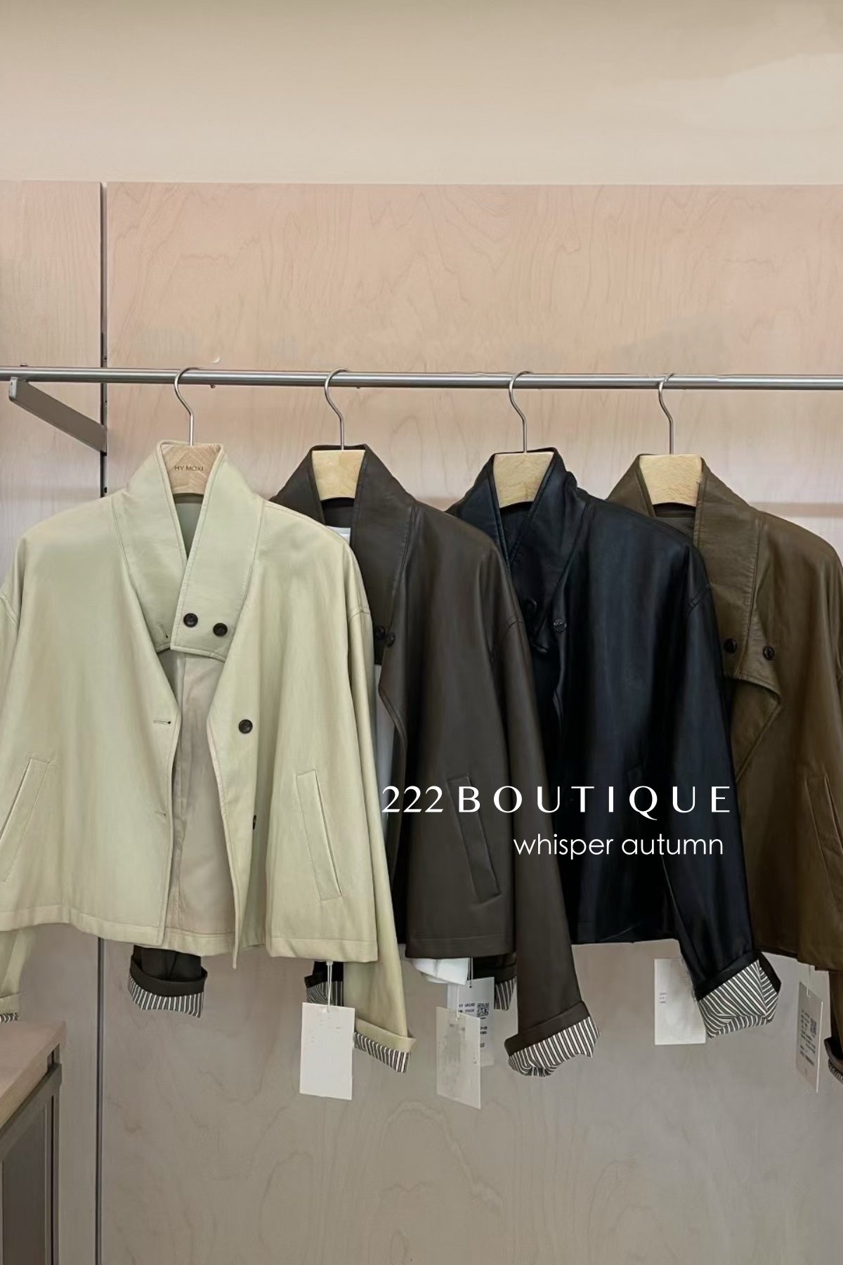 16a32 Leather jacket with stand collar